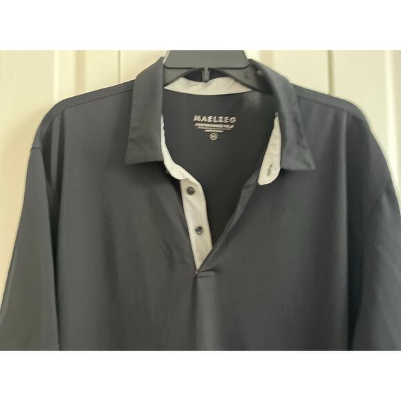 Maelreg Performance Men’s 2XL Short Sleeve Black Polo Golf Shirt - Picture 2 of 10